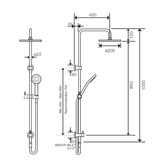 Streamline Axus Shower Column with Slide Rail & Bottom Diverter - Satin Nickel PVD